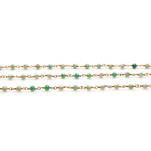 Coated Emerald Faceted Bead Rosary Chain 3-3.5mm Gold Plated Bead Rosary 5FT