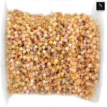 Load image into Gallery viewer, Pink Opal Cluster Rosary Chain 2.5-3mm Faceted Gold Plated Dangle Rosary 5FT
