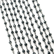 Load image into Gallery viewer, Black Pyrite Faceted Bead Rosary Chain 3-3.5mm Oxidized Bead Rosary 5FT
