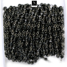 Load image into Gallery viewer, Black Spinel Faceted Bead Rosary Chain 3-3.5mm Oxidized Bead Rosary 5FT
