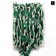 Load image into Gallery viewer, Emerald 10mm Mix Faceted Shape Silver Plated Bezel Continuous Connector Chain

