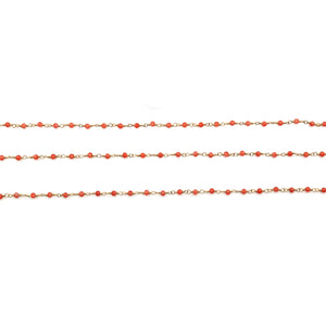 5ft Carnelian 2-2.5mm Gold Wire Wrapped Beads Rosary | Gemstone Rosary Chain | Wholesale Chain Faceted Crystal