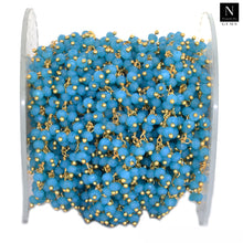 Load image into Gallery viewer, Sky Blue Cluster Rosary Chain 2.5-3mm Faceted Gold Plated Dangle Rosary 5FT
