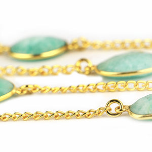 Amazonite 10-15mm Mix Shape Gold Plated Wholesale Connector Rosary Chain