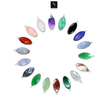 Load image into Gallery viewer, 10pc Set Marquise Shape Birthstone Single Bail Silver Plated Bezel Link Gemstone Connectors 8X16mm
