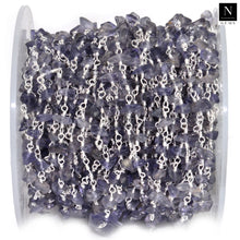 Load image into Gallery viewer, Iolite Nugget Beads Rosary 4-6mm Silver Plated Rosary 5FT
