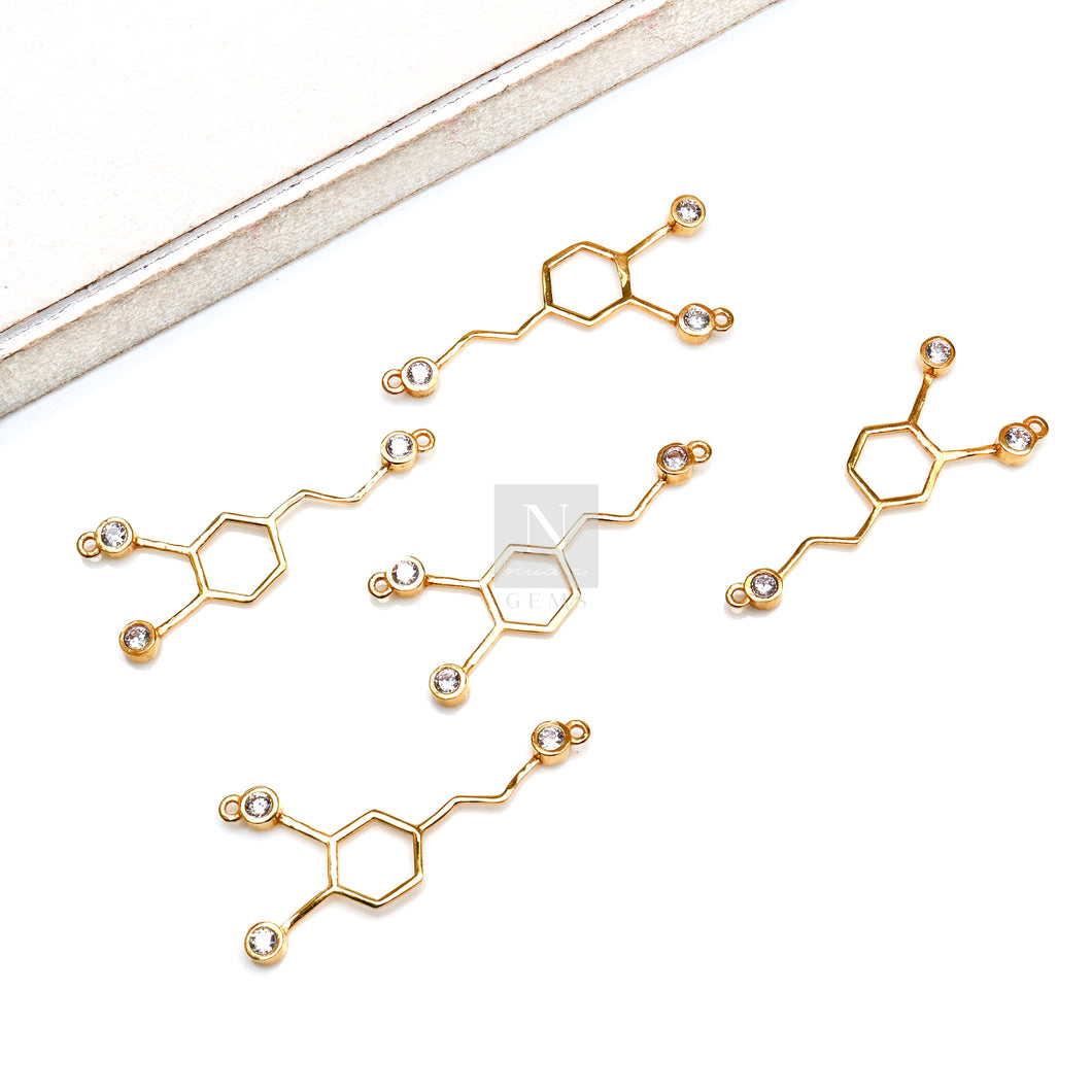 5PC Dopamine Molecule Pendant | Chemistry Necklace | Science Necklace | Gold Molecule Necklace