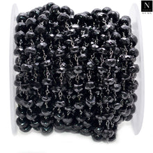 Load image into Gallery viewer, Black Spinel Faceted Large Beads 7-8mm Oxidized Rosary Chain
