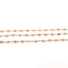 Load image into Gallery viewer, Strawberry Quartz Faceted Bead Rosary Chain 3-3.5mm Gold Plated Bead Rosary 5FT
