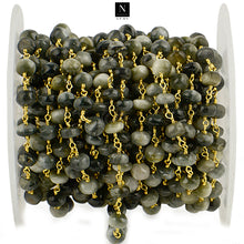 Load image into Gallery viewer, Cats Eyes Faceted Large Beads 7-8mm Gold Plated Rosary Chain
