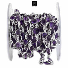 Load image into Gallery viewer, Amethyst 10mm Mix Shape Silver Plated Bezel Continuous Connector Chain
