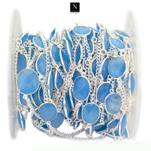Load image into Gallery viewer, Blue Chalcedony 10-15mm Mix Shape Silver Plated Wholesale Connector Rosary Chain
