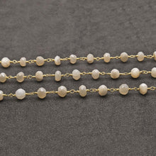 Load image into Gallery viewer, White Monalisa Faceted Large Beads 5-6mm Gold Plated Rosary Chain
