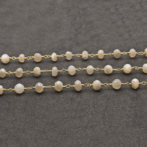 White Monalisa Faceted Large Beads 5-6mm Gold Plated Rosary Chain