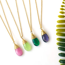 Load image into Gallery viewer, 5PC Pears Gemstone Pendant Necklace | Gold Plated Beads Jewellery | Birthstone Pendant Necklace
