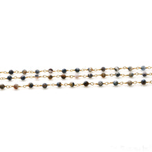 Load image into Gallery viewer, Pietersite Faceted Bead Rosary Chain 3-3.5mm Gold Plated Bead Rosary 5FT
