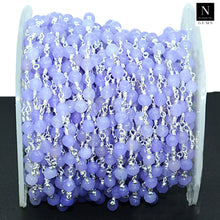 Load image into Gallery viewer, Light Lavender Faceted Bead Rosary Chain 3-3.5mm Silver Plated Bead Rosary 5FT

