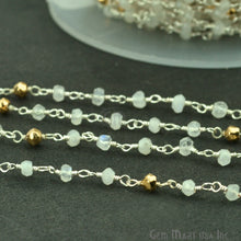 Load image into Gallery viewer, Rainbow &amp; Golden Pyrite Faceted Bead Rosary Chain 3-3.5mm Silver Plated Bead Rosary 5FT
