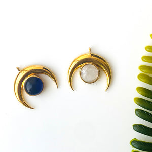5PC Crescent Moon Gold Plated Horn Shaped Gemstone | Single Bail Connector | Crescent Moon Diy Jewellery