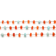 Load image into Gallery viewer, Amazonite With Carnelian Faceted Large Beads 5-6mm Silver Plated Rosary Chain
