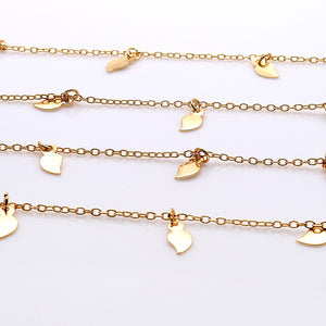 5ft Gold Leaf Shape Chains 11x5mm | Leaf Shape Necklace | Soldered Chain | Anklet Finding Chain