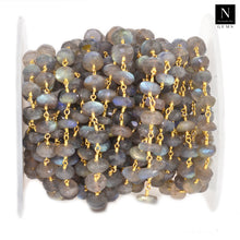Load image into Gallery viewer, Labradorite Faceted Large Beads 5-6mm Gold Plated Rosary Chain
