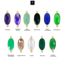 Load image into Gallery viewer, 10pc Set Oval Birthstone Double Bail Gold Plated Bezel Link Gemstone Connectors 10x20mm
