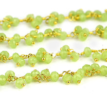 Load image into Gallery viewer, Sea Green Cluster Rosary Chain 2.5-3mm Faceted Gold Plated Dangle Rosary 5FT
