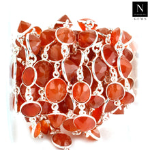 Load image into Gallery viewer, Carnelian 10mm Round Silver Plated Bezel Continuous Connector Chain
