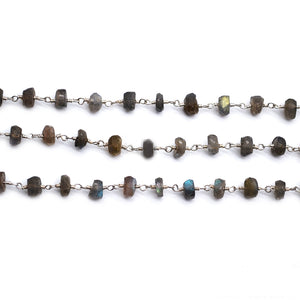 Labradorite Faceted Large Beads 5-6mm Silver Plated Rosary Chain