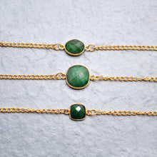 Load image into Gallery viewer, Emerald 10-13mm Mix Faceted Shape Gold Plated Bezel Continuous Connector Chain

