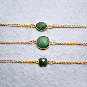 Emerald 10-13mm Mix Faceted Shape Gold Plated Bezel Continuous Connector Chain