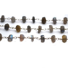 Load image into Gallery viewer, Labradorite Faceted Large Beads 5-6mm Silver Plated Rosary Chain
