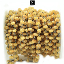 Load image into Gallery viewer, Yellow Sapphhire Faceted Large Beads 5-6mm Oxidized Rosary Chain

