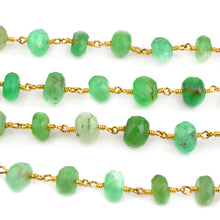 Load image into Gallery viewer, Chrysoprase Faceted Large Beads 7-8mm Gold Plated Rosary Chain
