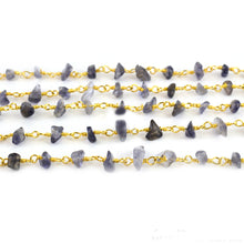 Load image into Gallery viewer, Iolite Nugget Beads Rosary 4-6mm Gold Plated Rosary 5FT
