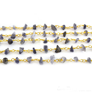 Iolite Nugget Beads Rosary 4-6mm Gold Plated Rosary 5FT