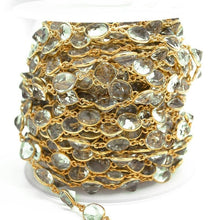 Load image into Gallery viewer, Green Amethyst 10mm Mix Shape Gold Plated Bezel Continuous Connector Chain
