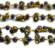 Load image into Gallery viewer, Mistique Pyrite Cluster Rosary Chain 2.5-3mm Faceted Gold Plated Dangle Rosary 5FT
