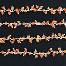 Load image into Gallery viewer, Carnelian Cluster Rosary Chain 2.5-3mm Faceted Silver Plated Dangle Rosary 5FT
