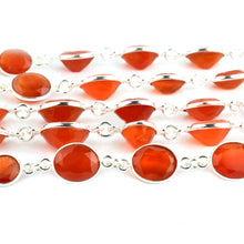 Load image into Gallery viewer, Carnelian 10mm Round Silver Plated Bezel Continuous Connector Chain
