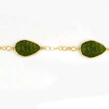 Load image into Gallery viewer, Moldavite 15mm Mix Shape Gold Plated Wholesale Connector Rosary Chain
