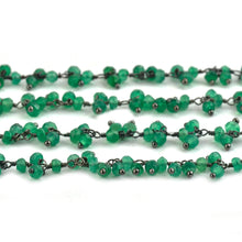 Load image into Gallery viewer, Green Onyx Cluster Rosary Chain 2.5-3mm Faceted Oxidized Dangle Rosary 5FT
