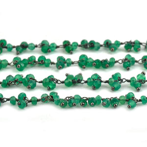 Green Onyx Cluster Rosary Chain 2.5-3mm Faceted Oxidized Dangle Rosary 5FT