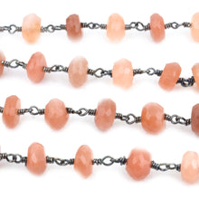 Load image into Gallery viewer, Moonstone Faceted Large Beads 7-8mm Oxidized Rosary Chain
