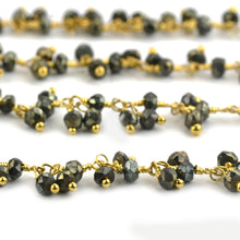 Load image into Gallery viewer, Pyrite Cluster Rosary Chain 2.5-3mm Faceted Gold Plated Dangle Rosary 5FT
