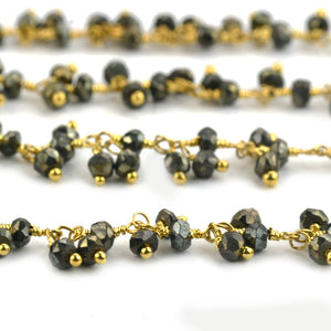 Pyrite Cluster Rosary Chain 2.5-3mm Faceted Gold Plated Dangle Rosary 5FT
