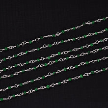 Load image into Gallery viewer, 5ft Malachite 2-2.5mm Silver Wire Wrapped Beads Rosary | Gemstone Rosary Chain | Wholesale Chain Faceted Crystal
