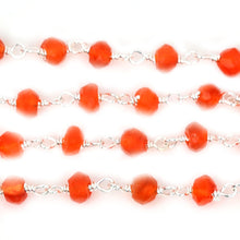 Load image into Gallery viewer, Carnelian Faceted Bead Rosary Chain 3-3.5mm Sterling Silver Bead Rosary 5FT
