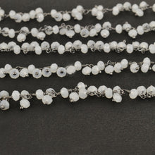 Load image into Gallery viewer, White Chalcedony Cluster Rosary Chain 2.5-3mm Faceted Oxidized Dangle Rosary 5FT
